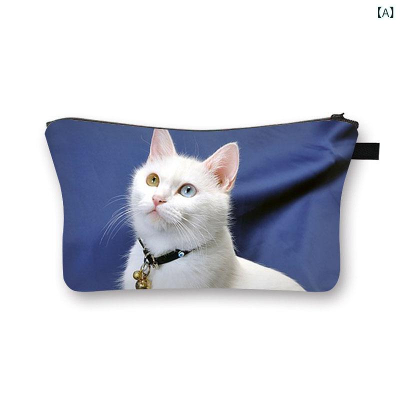 Rakuten - ポーチ レディース キッズ 猫柄 大容量 かわいい コスメポーチ メイクポーチ 卓上 収納ケース トラベル 携帯 洗面用品 旅行 普段使い ポリエステル 防水 春夏