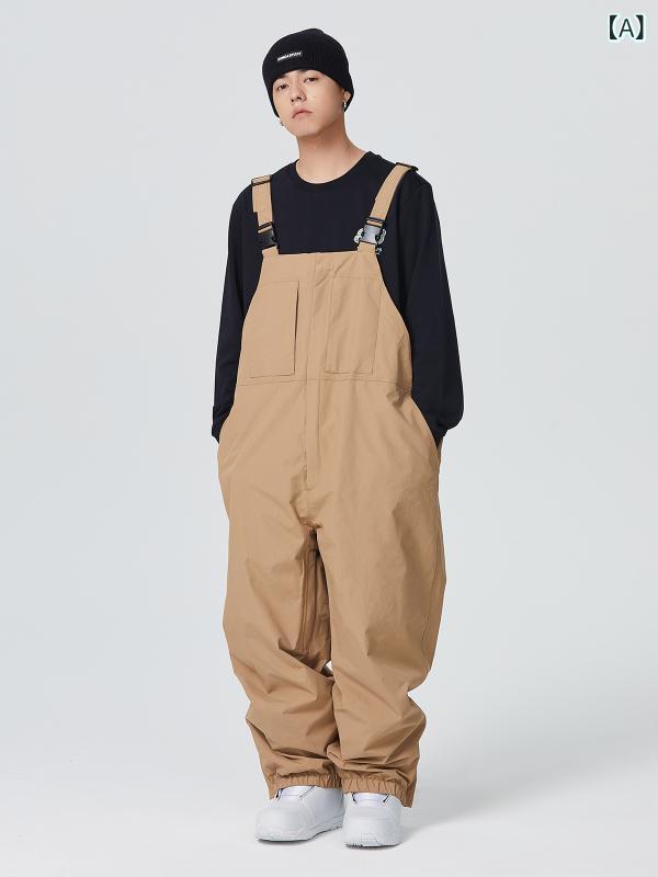 スキー スノーボード ビブパンツ 男女兼用 防水 防寒 防風 透湿 耐摩耗 ウィンタースポーツ 氷雪 アウトドア 雪遊び 秋冬 カーキ ブラック ミリタリーグリーン