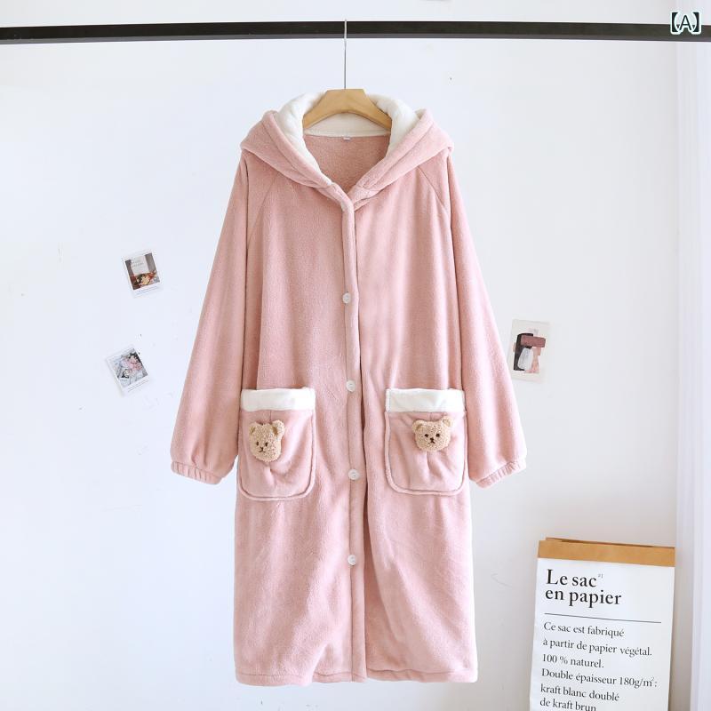 ローブ パジャマ レディース キャラクター柄 かわいい フランネル サンゴフリース 厚手 あったか 保温 ロング丈 ゆったり バスローブ ルームウェア 部屋着 ナイトウェア 秋冬