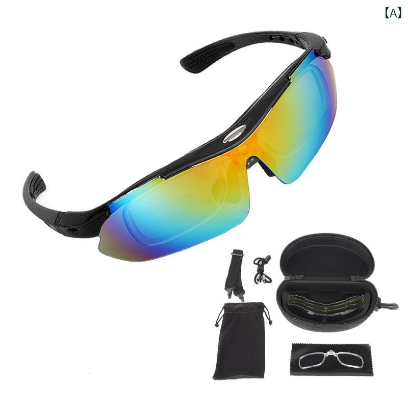 スポーツサングラス 男女兼用 タクティカル 防弾 PC素材 偏光 UVカット 耐衝撃 レンズ交換可能 度付き対応 射撃 サイクリング アウトドア ドライブ ミリタリー サバゲー 保護メガネ 防風(4.0)