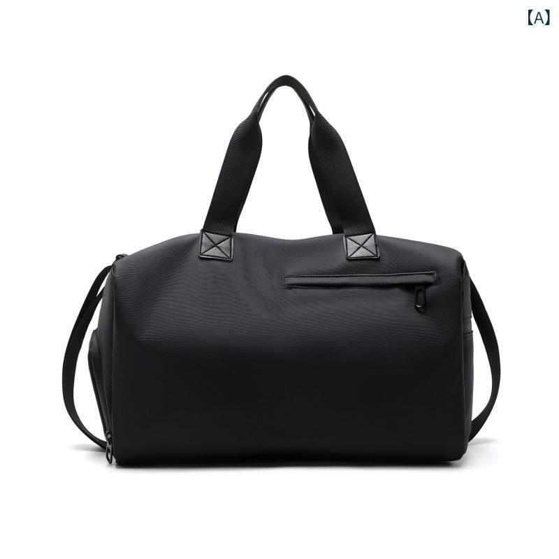 Suit Case - ボストンバッグ レディース 大容量 旅行 スポーツ ジム フィットネス アウトドア 乾湿分離 シューズ収納ポケット付き 合成皮革 耐摩耗性 トラベル鞄 荷物整理 ブラック ダークカーキ グレー