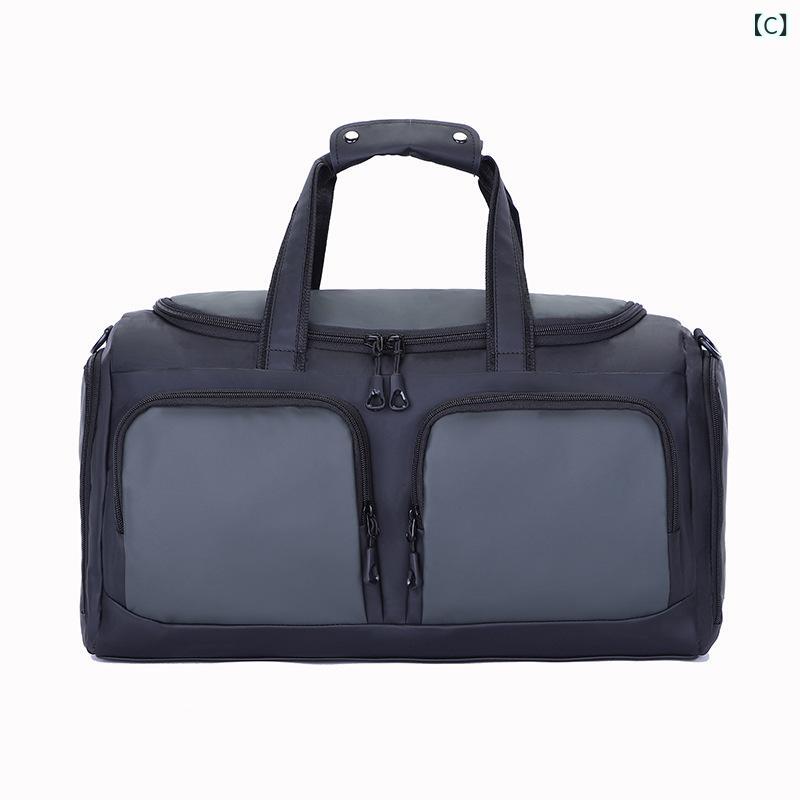 バッグ メンズ ユニセックス ワンショルダー ジム トラベル 出張 旅行 斜めがけ 手提げ オックスフォード生地 防水 耐摩耗 耐衝撃 シューズポケット 小容量 軽量 レジャー スポーツ アウトドア 普段使い