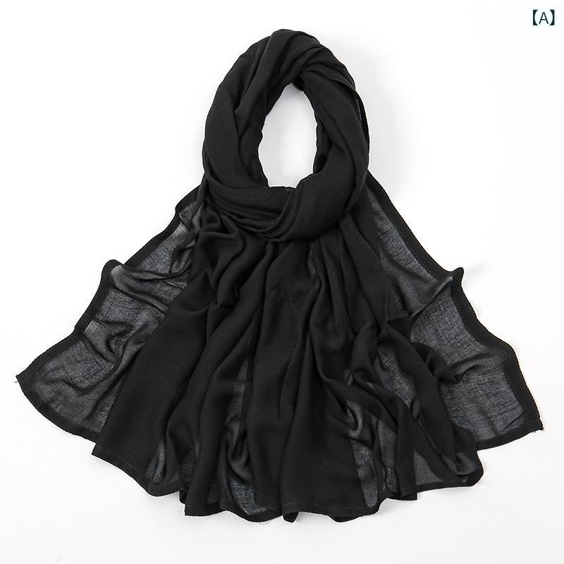 スカーフ レディース 女性用 ヘッドスカーフ ストール ショール ターバン レーヨン モダール 再生繊維 無地 薄手 軽量 通気性 防塵 幅広 長方形 シンプル 普段使い 旅行 通勤 オフィス