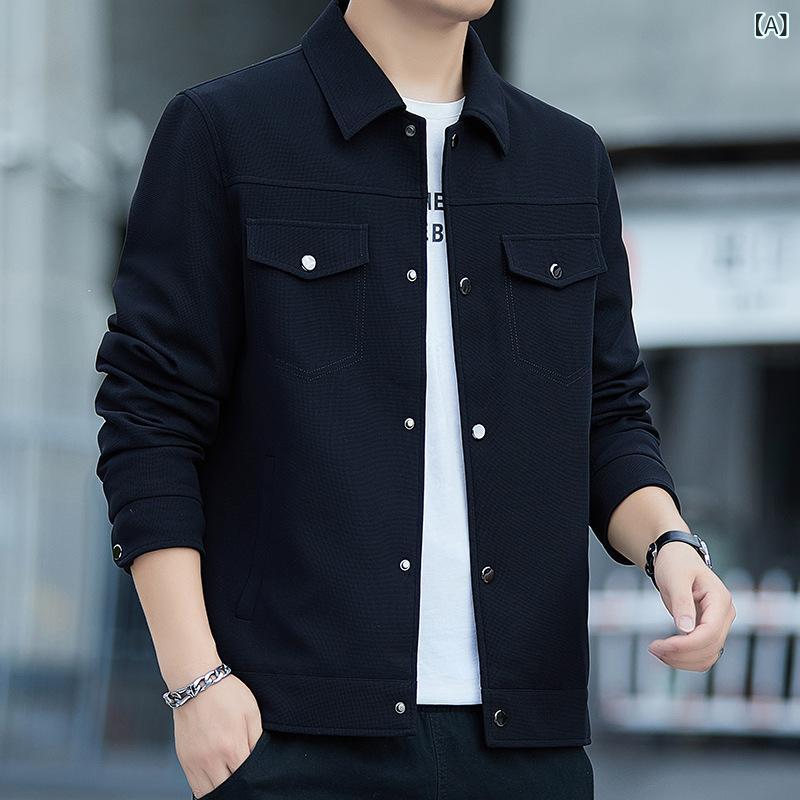 ジャケット メンズ 春秋 コーデュロイ 襟付き カジュアル ビジネス ワークテイスト 軽量 イージーケア ファスナーポケット シンプル おしゃれ 高品質 アウター