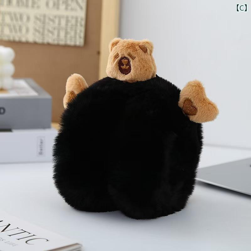 イヤーマフ レディース クマ耳 ふわふわ もこもこ フェイクファー ボア 保温 防寒 ...