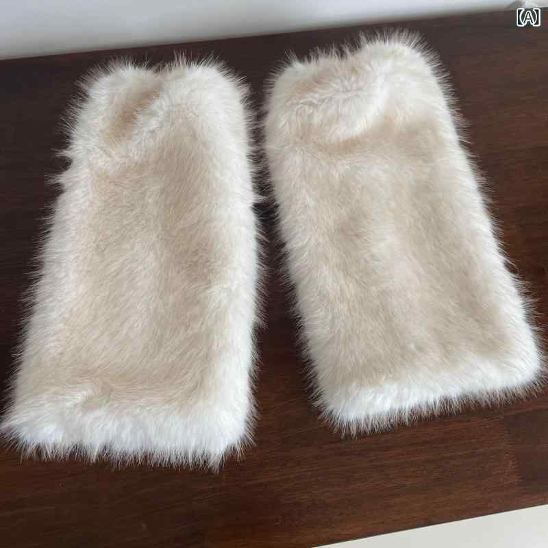 レッグウォーマー レディース Y2Kファッション フェイクファー もこもこ ふわふわ 脚カバー 秋冬 厚手 暖かい 防寒 美脚効果 ルーズソックス トレンド