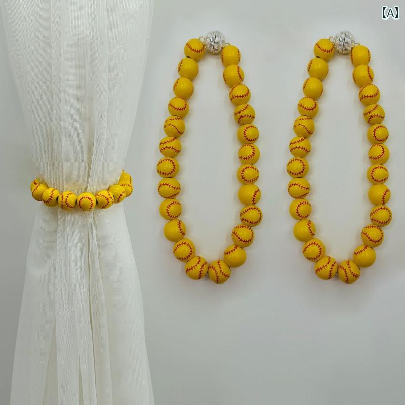 カーテンタッセル アクリル 球体 バスケットボール サッカーボール デザイン クリエイティブ 多用途 カーテン留め カーテンホルダー モダンデザイン インテリア雑貨 合金 木 カラフル(x2)