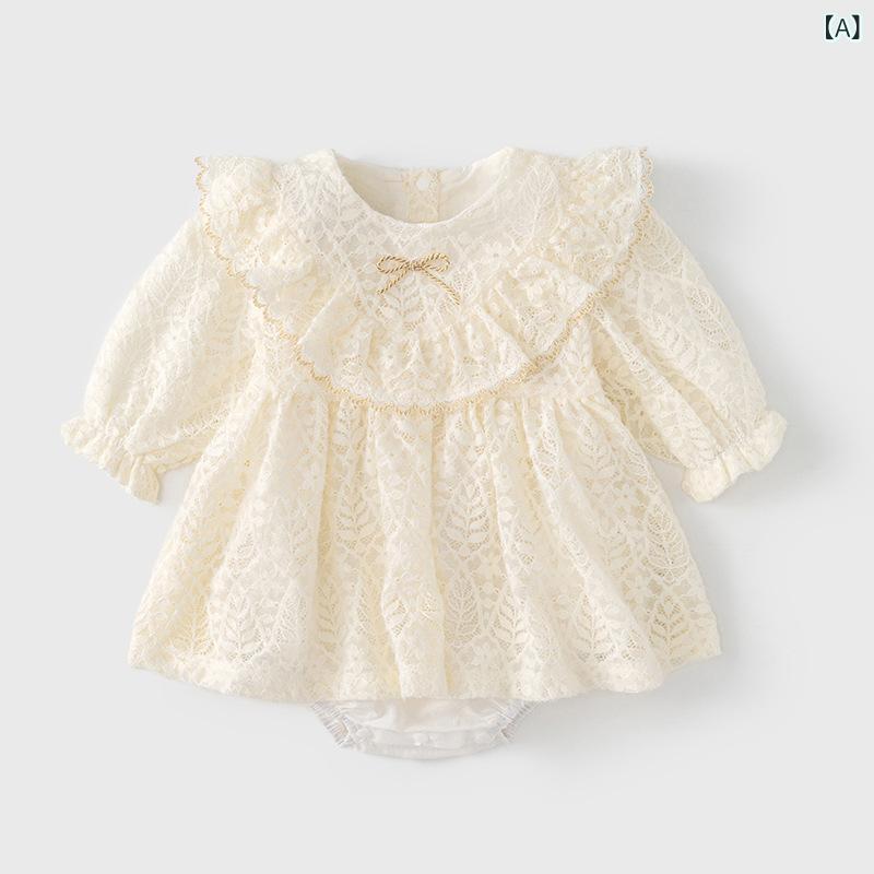 ・カテゴリ: ロンパース・主な素材: ナイロン92.2%・対象シーズン: 春、秋・対象年齢: 新生児（0～1歳、身長80cm以下）・性別: 女の子・袖丈: 長袖・生地の厚さ: 普通・開閉タイプ: プルオーバー・スタイル: 韓国風・デザイン: 三角ロンパース・カラー展開: ホワイト・サイズ展開: 66、73、80、90・安全基準: Aクラス