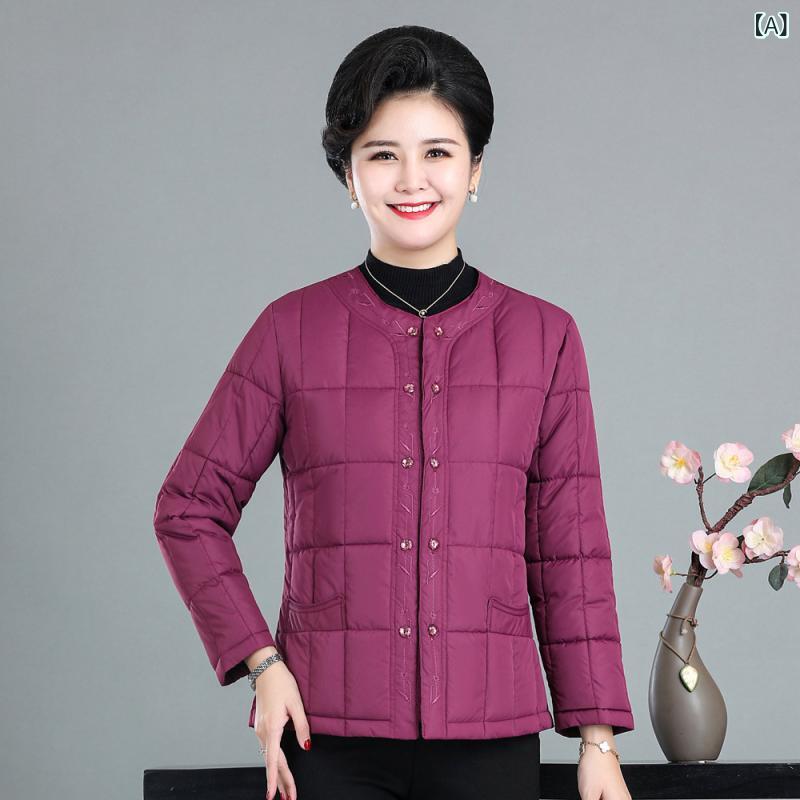 ジャケット レディース ミセス シニア 秋冬 中綿ジャケット 大きいサイズ プラスサイズ ゆったり ショート丈 薄手 軽量 前開き 羽織り ..