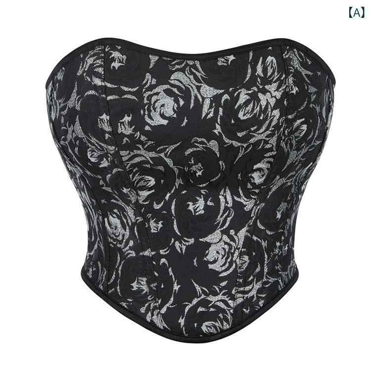 チューブトップ レディース シルバー花柄 バストアップ 補正効果 シームレス ボディシェイパー ベアトップ インナー ドレスインナー ポリエステル ブラック