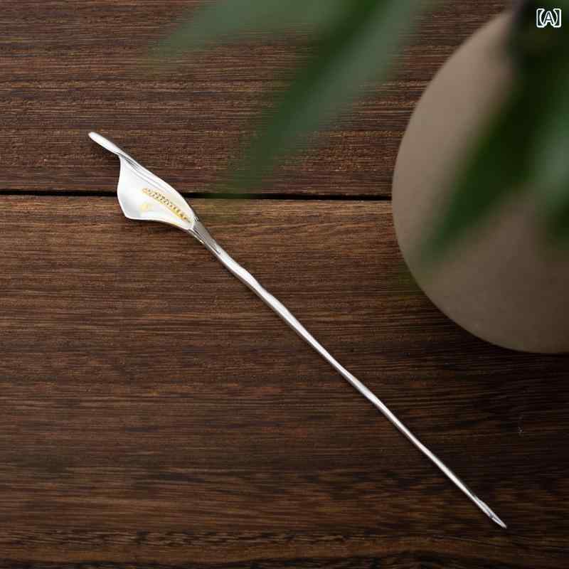 髪飾り レディース 女性用 925シルバー 銀製 カラーリリー 花モチーフ かんざし ヘアピン 民族風 漢服 中国風 古風 アンティーク調 和装 イベント 発表会