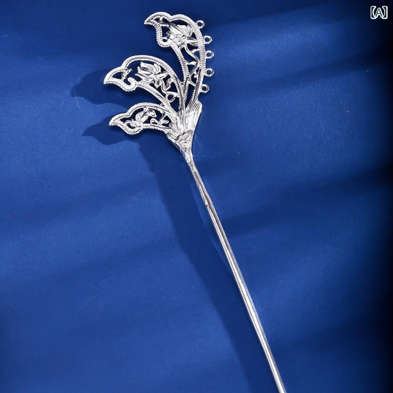 かんざし 純銀製 スターリングシルバー すずらんモチーフ 花簪 髪飾り モダンチャイナスタイル 古風 漢服 中華風 上品 エレガント まとめ髪 ヘアアクセサリー