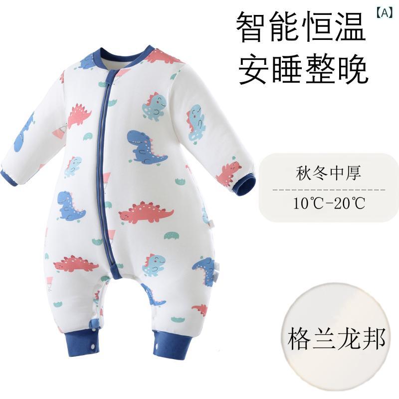 ・カテゴリ: 寝袋・スタイル: 着るタイプ・主な素材: 綿95%以上・裏地素材: 綿95%以上・中綿素材: 綿・厚さ: 中厚、厚手・ファスナー素材: ナイロン・柄: 恐竜、いちご、枝葉、ミツバチうさぎ・総丈: 80cm・推奨室温: 0-15℃、10-20℃・サイズ展開: S、M、L、XL・Sサイズ目安: 身長60-85cm、対象年齢6-18ヶ月・Mサイズ目安: 身長80-95cm、対象年齢15ヶ月-2.5歳・Lサイズ目安: 身長90-105cm、対象年齢2-4歳・XLサイズ目安: 身長100-120cm、対象年齢3.5-5.5歳・安全基準: A類・機能: 抗菌、恒温、吸湿速乾