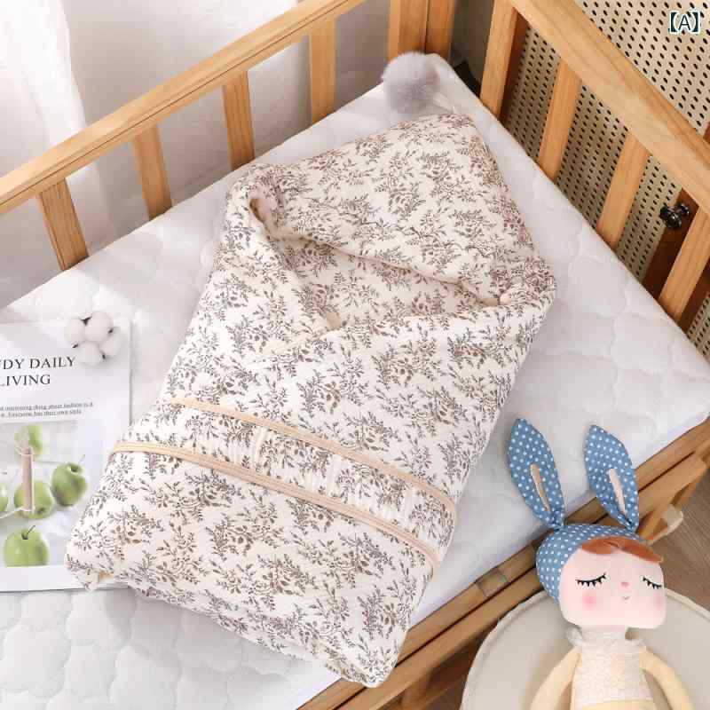 おくるみ 新生児 ベビー 赤ちゃん 抱っこ布団 純綿ガーゼ ソフト やわらか ふんわり あたたかい ストライプ柄 秋冬 出産準備