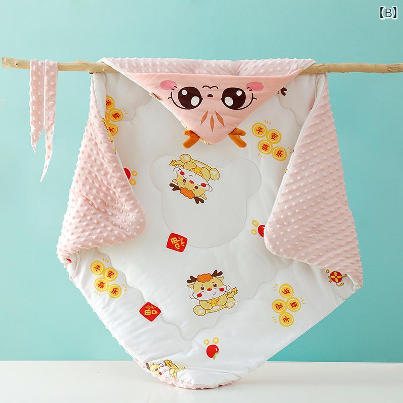 おくるみ ベビー 新生児 赤ちゃん ニットコットン 綿 ポリエステル オールシーズン ドット柄 凹凸加工 ふわふわ もこもこ キャラクター柄 安眠 寝かしつけ 産院 退院 出産準備 抱っこ布団 ブランケット 2