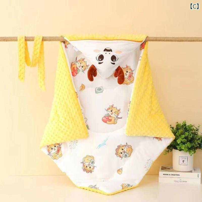 おくるみ ベビー 新生児 赤ちゃん ニットコットン 綿 ポリエステル オールシーズン ドット柄 凹凸加工 ふわふわ もこもこ キャラクター柄 安眠 寝かしつけ 産院 退院 出産準備 抱っこ布団 ブランケット 3