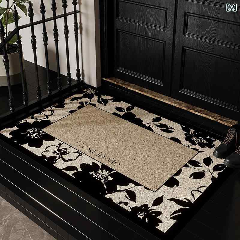 玄関マット 泥落とし 汚れ防止 滑り止め ループパイル コイルマット PVC素材 長方形 花柄 水洗い可能 カット可能 高級感 エントランス 室内 屋外 業務用 店舗用 軽量ラグジュアリー