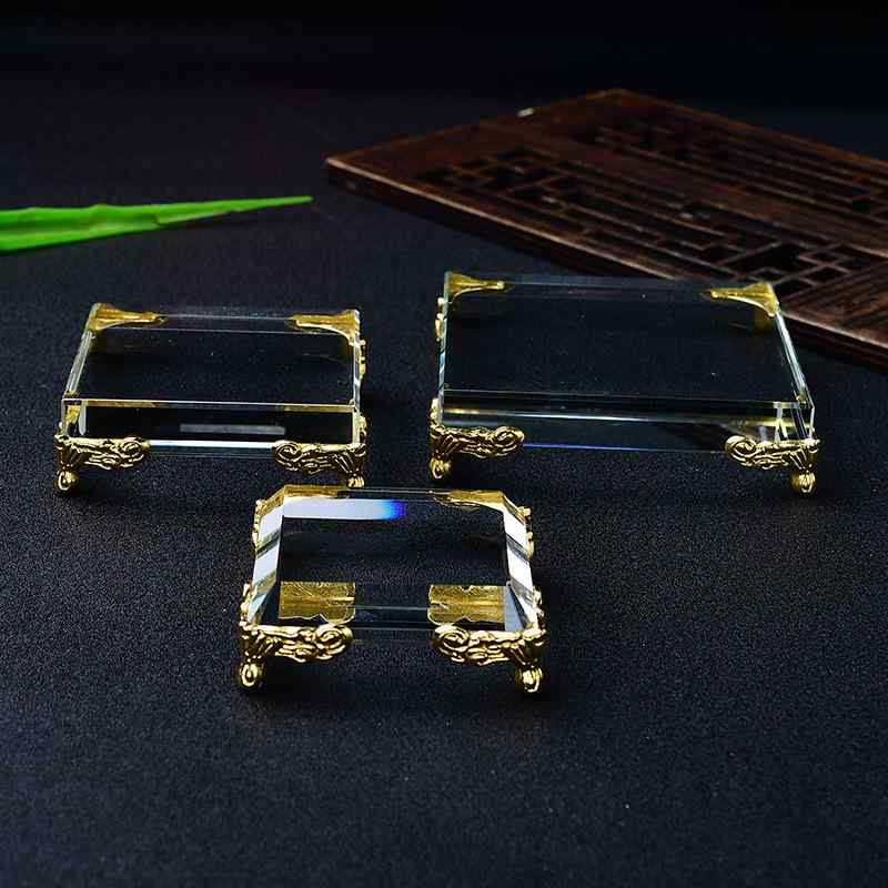 ディスプレイ台 水晶 クラスター 原石 天然石 鉱物標本 宝石 ジュエリー 宝飾品 翡翠 置物 オブジェ 飾り台 ガラス製 台座 ベース 小型 透明 シンプル モダン コレクション ショーケース
