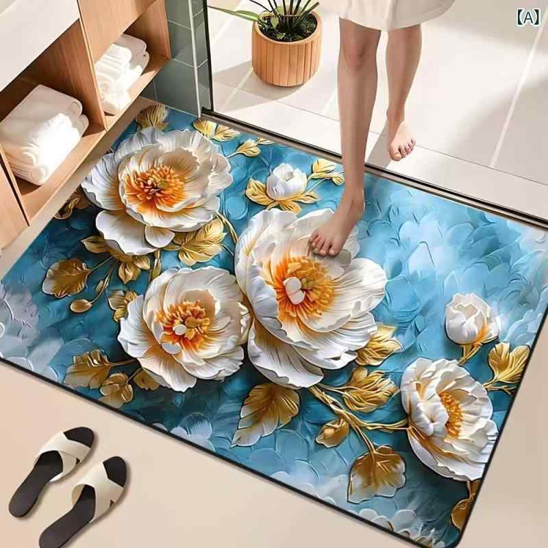 ・素材: 珪藻土・加工方法: プリント・形状: 四角形・柄: 植物、花柄・洗濯方法: 手洗い可能・カラー展開: 多彩なデザイン・サイズ展開: 40x60cm, 50x80cm, 60x90cm, 80x120cm・使用場所: リビング、寝室、書斎、ダイニング、キッチン、浴室、玄関、ベランダ、商業施設・スタイル: モダンシンプル