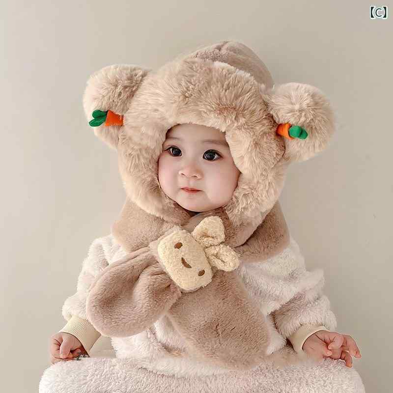 帽子 ベビー キッズ 乳幼児 幼児 男の子 女の子 兼用 秋冬 かわいい マフラー ネッ...