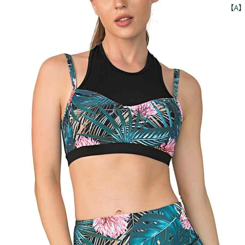 スポーツウェア レディース 上下セット フィットネス ヨガ ランニング ワークアウト ジム ブラトップ レギンス タイトフィット ポケット付き 吸汗速乾 伸縮性 花柄 ポリエステル