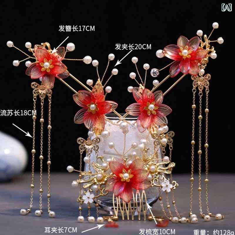 ヘアアクセサリー レディース 髪飾り セット かんざし 歩揺 ヘアコーム 挿し櫛 タッセル 和風 レトロ ..