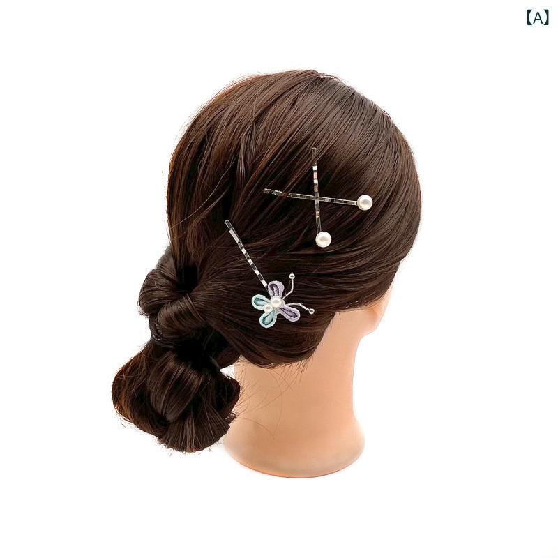 ヘアアクセサリー レディース 女性用 和装 着物 浴衣 蝶 バタフライ パール パール ヘアクリップ タッ..