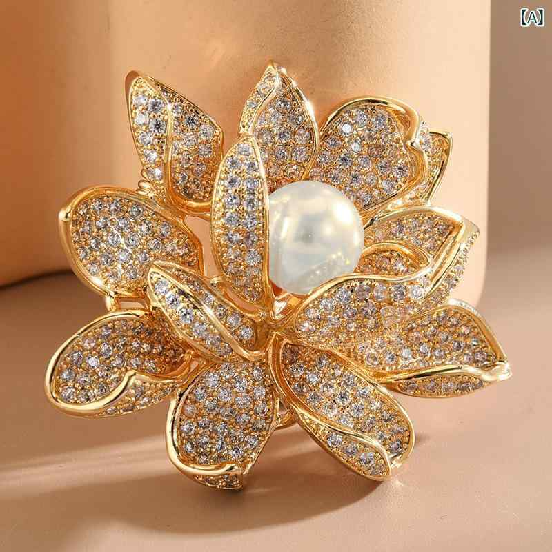 ブローチ レディース 蓮の花 ロータス ピンバッジ 合金製 高級感 個性的 シンプル エレガント 上品 スーツ ジャケット シャツ ブラウス アウター フォーマル ビジネス パーティー 結婚式 セレモニー 入学式 卒業式 アクセサリー 小物