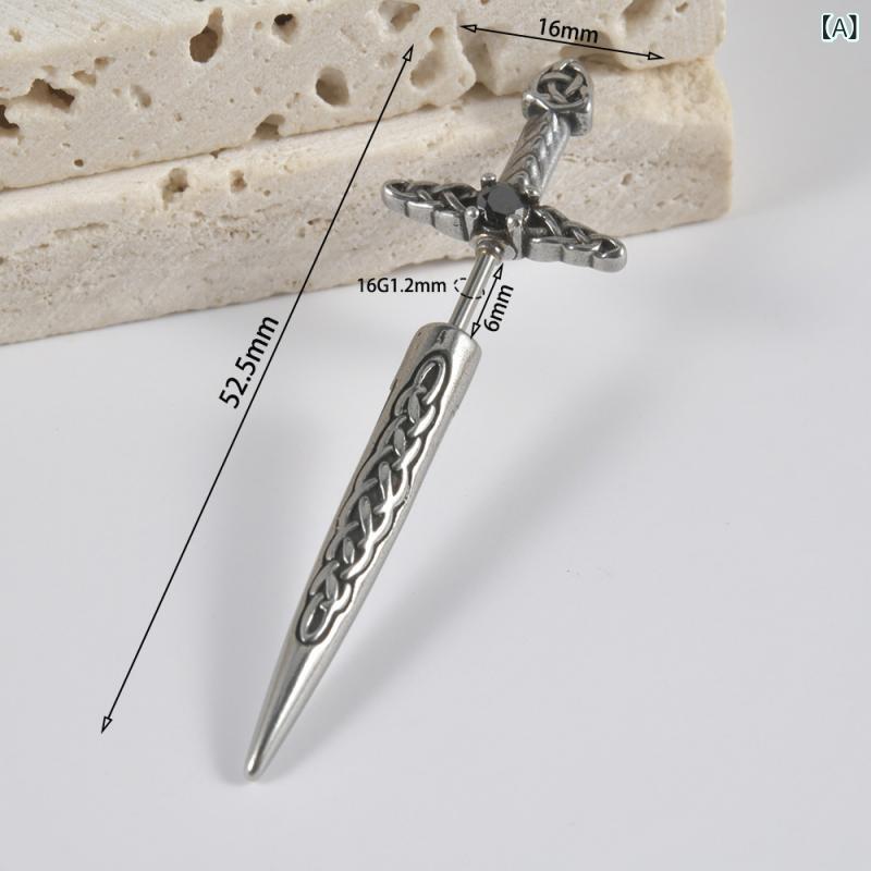 ボディピアス メンズ レディース ユニセックス ステンレス製 16G ストレートバーベル ピストル 拳銃 十字剣モチーフ 外ネジ 錆びにくい 金属アレルギー対応 ファッション おしゃれ(x2)