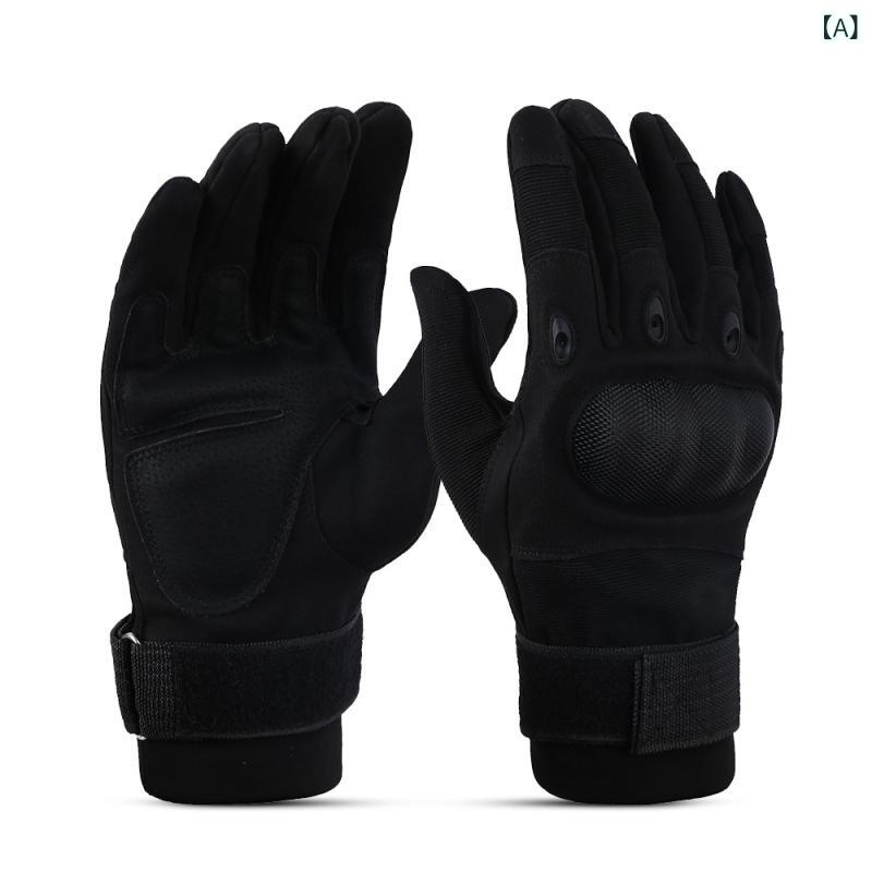 グローブ 男女兼用 フルフィンガー タクティカル 人工皮革 スポーツ アウトドア 登山 サイクリング フ..