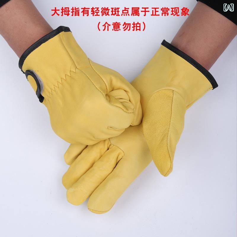 溶接用グローブ TIG溶接 作業用 羊革 本革 黄色 柔軟性 耐摩耗性 通気性 耐熱 断熱 修理 メンテナンス