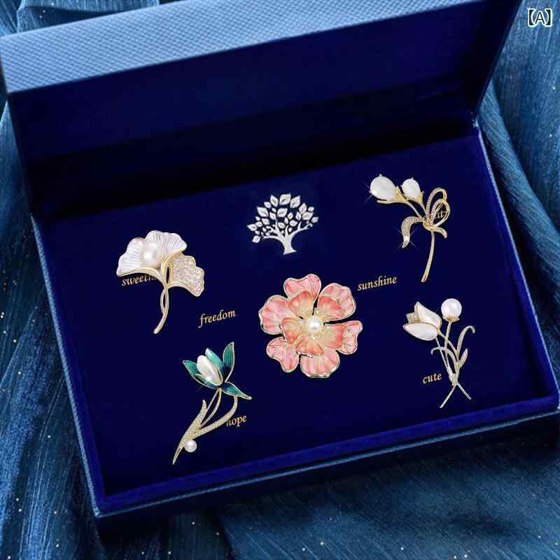 ブローチ レディース 女性用 牡丹 フラワー コサージュ 高級感 上品 多機能 胸元カバー ストール留め ジャケット スーツ アクセサリー 合金 電気メッキ加工