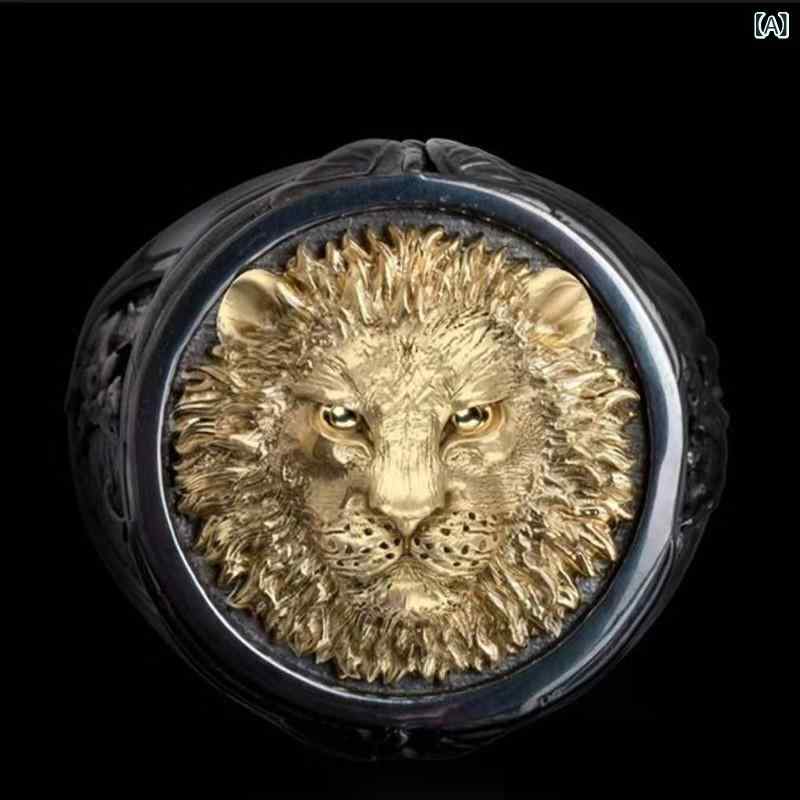 指輪 男女兼用 ユニセックス ゴールド ライオンヘッド 獅子頭 欧米風 ファッション スタイリッシュ ワイルド 個性的 存在感 迫力 重厚感 デイリー アクセサリー