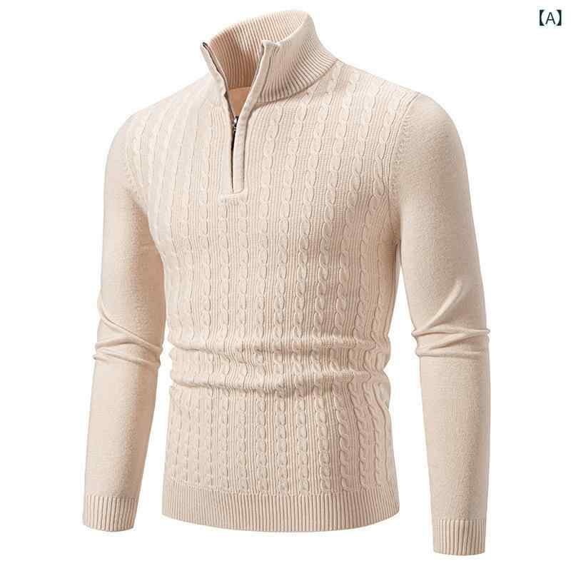 ニット メンズ 男性用 秋冬 カジュアル シンプル ゆったり オーバーサイズ ビッグシルエット スタンドカラー ハイネック ジャカード 厚手 スポーツ ワッペン 普段使い 通勤 通学 モダール