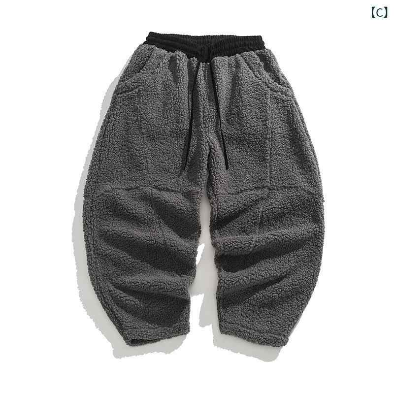 パンツ メンズ 男性用 ゆったり ルーズ ストレート シープボア 厚手 暖か 防寒 保...