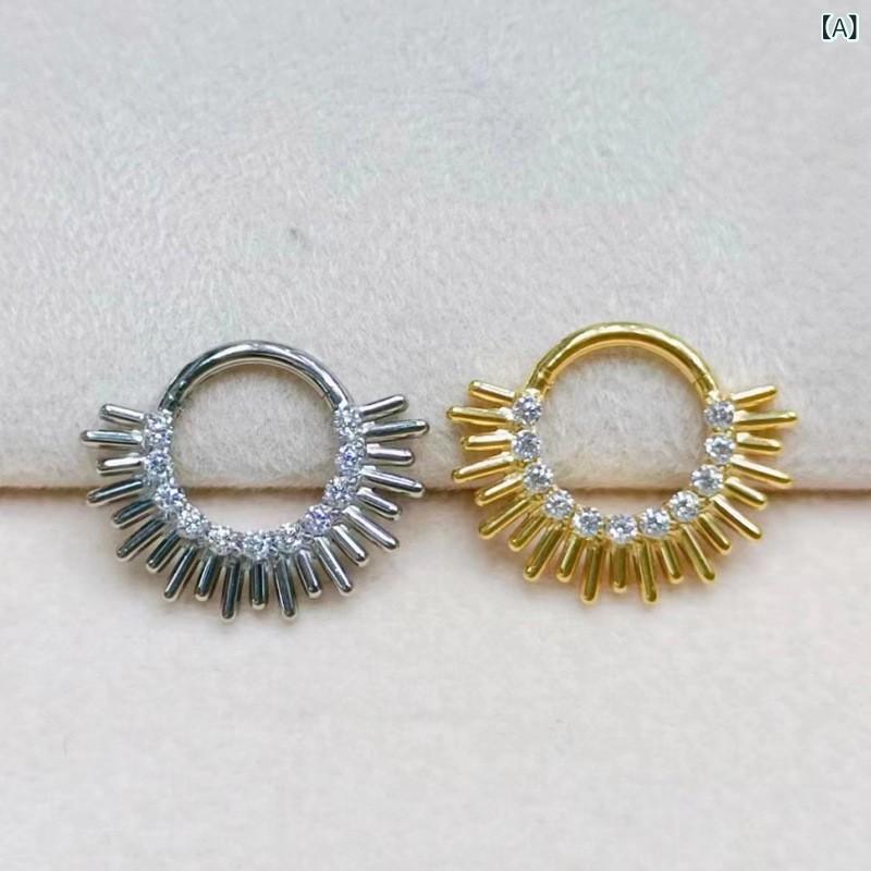 ボディピアス ユニセックス F136チタン製 ハートモチーフ ジルコニア ノーズリング ニップルリング 開閉式フープ シンプル 個性的 上品 エレガント 欧米風