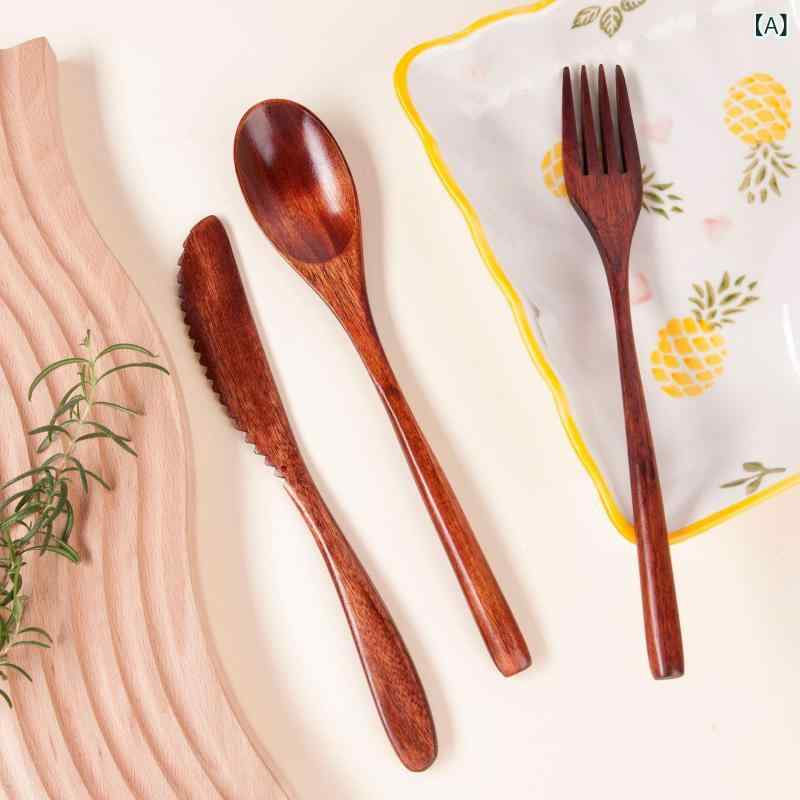カトラリー 木製 スプーン フォーク ナイフ 携帯用 ポータブル 旅行 キャンプ アウトドア レジャー デ..