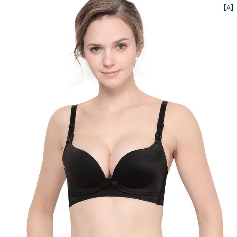 Rakuten - 授乳ブラ レディース マタニティ ノンワイヤー フロントオープン 前開き 大きいサイズ ゆったり 調節可能 アウターに響かない 薄手モールドカップ ナイロン素材 4段ホック 産前産後