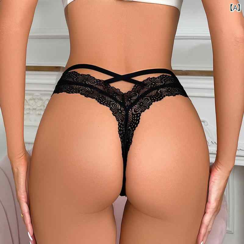 ショーツ レディース 女性用 セクシー レース Tバック ローライズ クロスストラップ 欧米風 通気性 響きにくい 下着 ナイロン コットン混 デイリーユース ナイトウェア 快適 フィット感 ブラック ホワイト ベージュ ワインレッド ピンク ネイビー