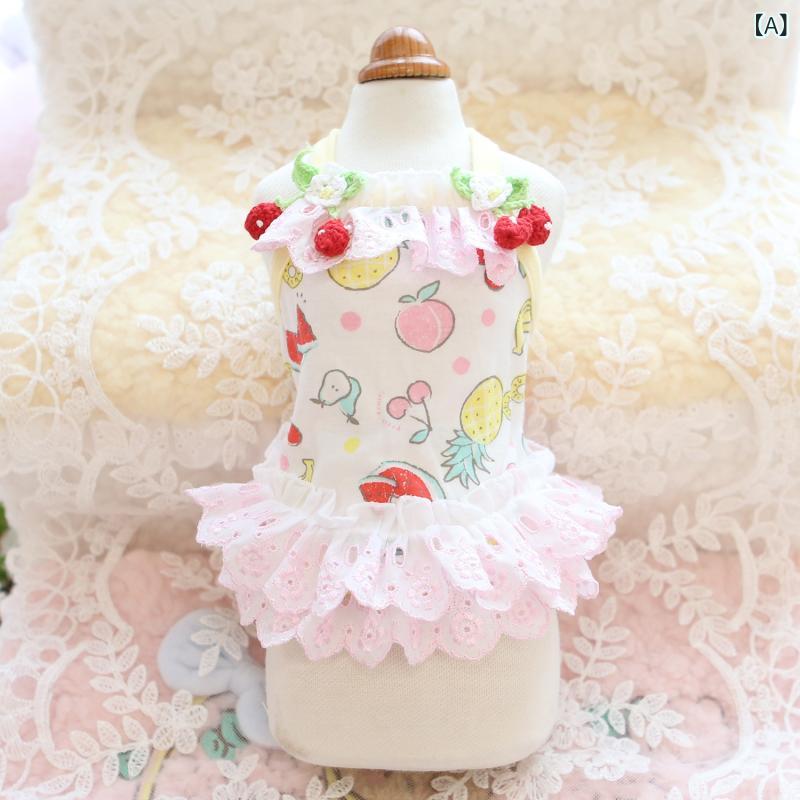 ワンピース 小型犬 猫用 秋冬 かわいい おしゃれ チェリー柄 蝶々モチーフ フリル ケーキドレス コットンウェア ビションフリーゼ マルチーズ お散歩 お出かけ 普段使い