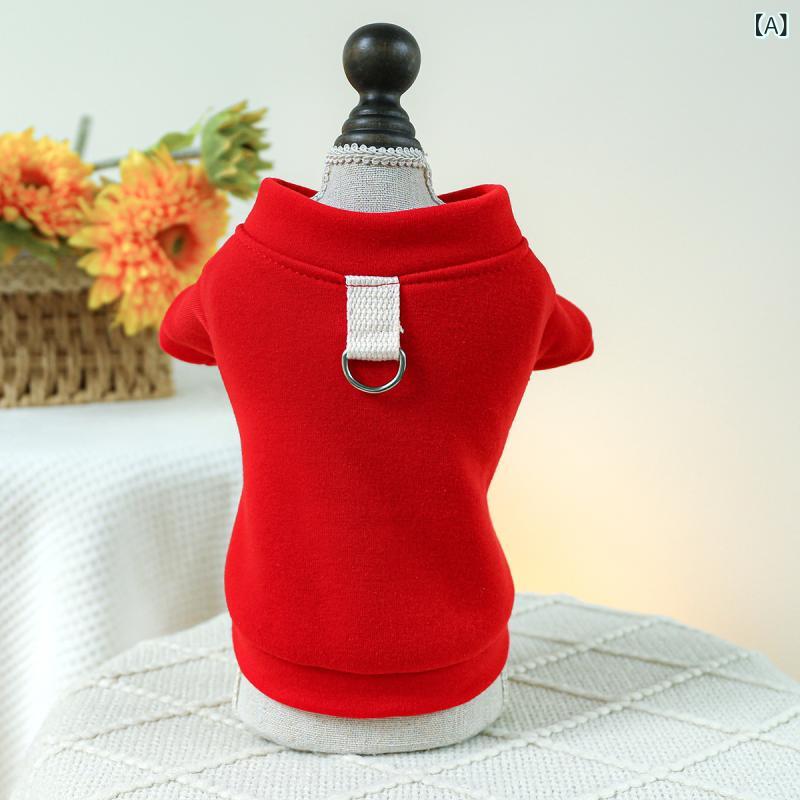 ペットウェア 犬 猫用 開閉ボタン 無地 スウェット トレーナー ポリエステル カジュアル お散歩 普段使い レッド ブラック グレー イエロー