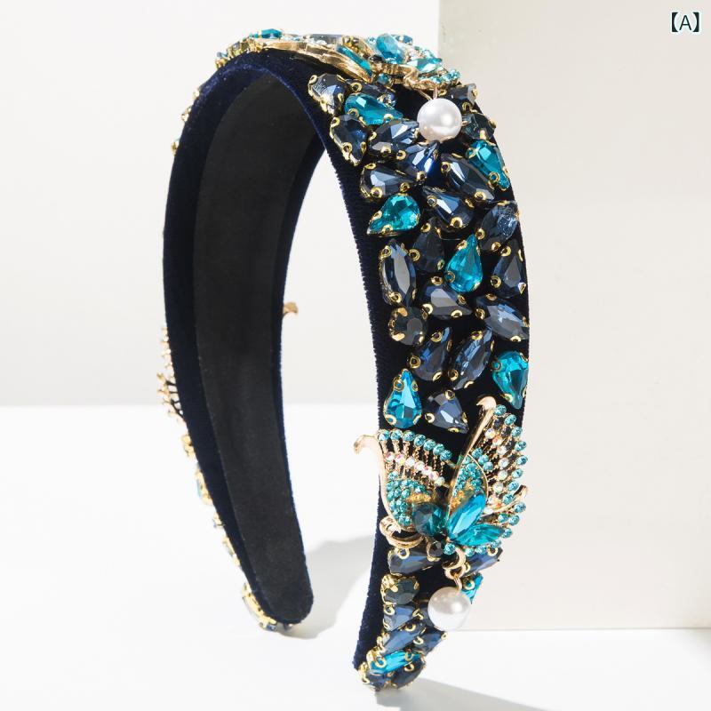 カチューシャ レディース 宮廷風 高級感 個性的 ラインストーン パール 蝶 バタフライ 幅広 エレガント..