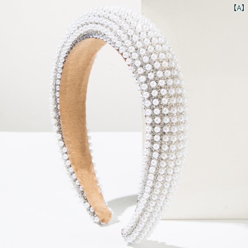 カチューシャ レディース 女性用 欧米風 トレンド 全面ラインストーン パール キラキラ 輝く ゴージャ..