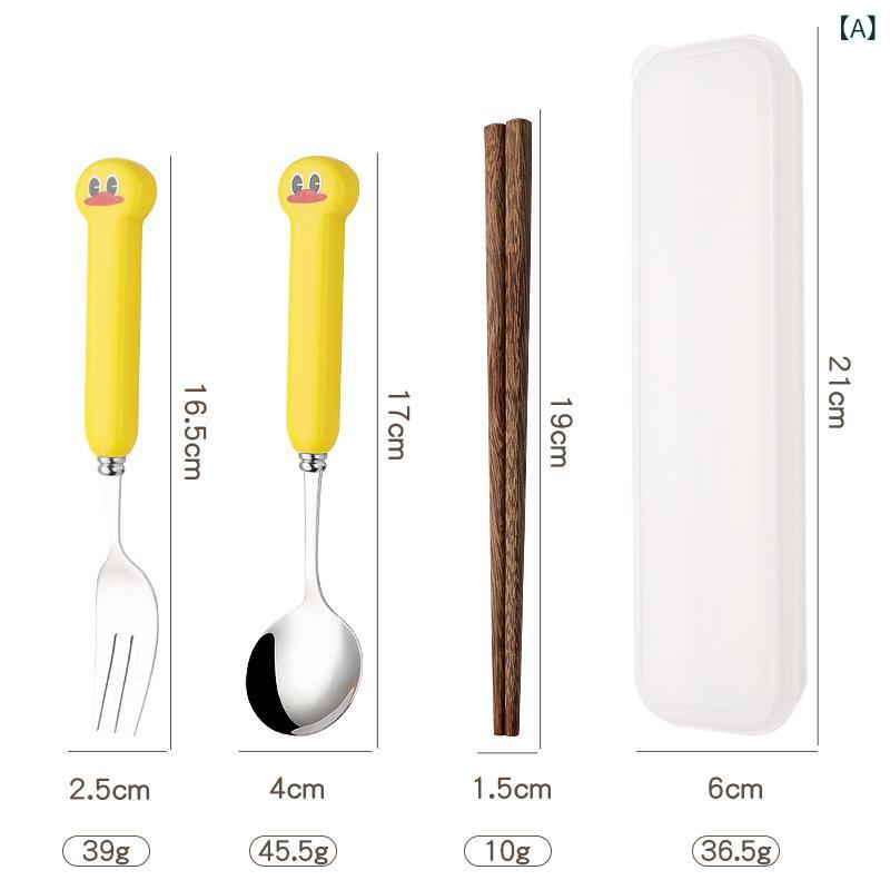 ランチ用品 子供用 学生用 かわいい キャラクター スプーン フォーク 箸 3点セット ステンレス製 収納..