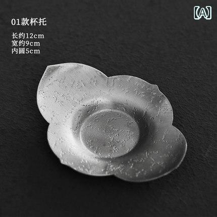 コースター茶托純錫錫製手打ち槌目模...