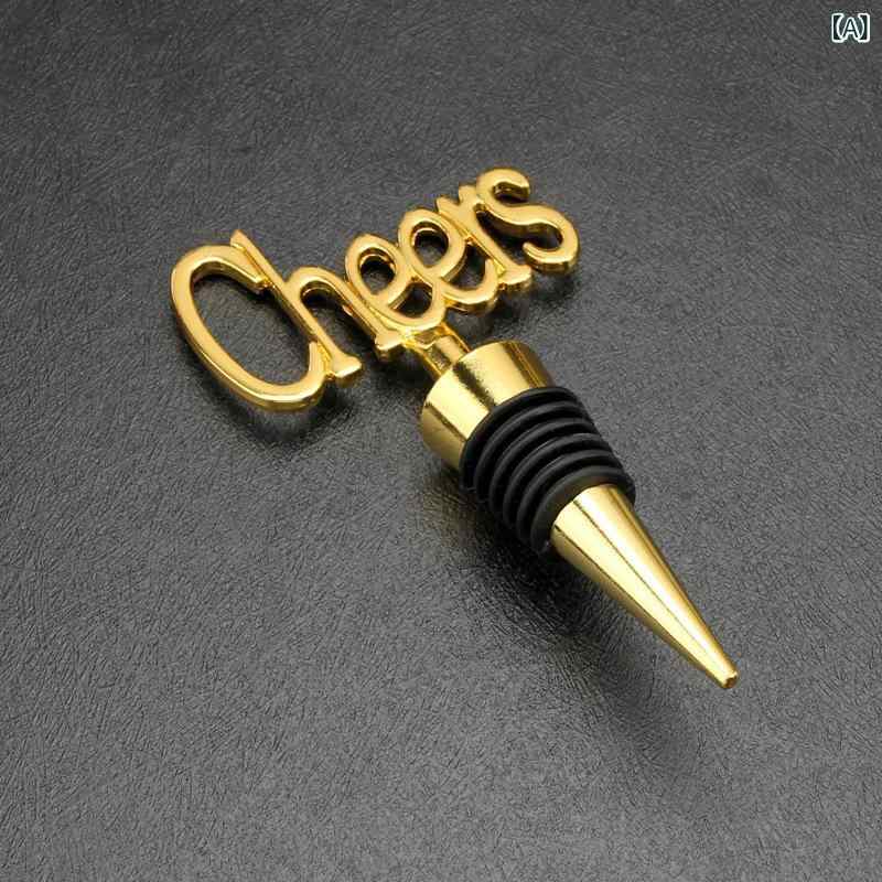 ボトルストッパー アルファベット ゴールド ワインセーバー 密閉キャップ おしゃれ アート ワイン保存 インテリア オブジェ 雑貨 ホームパーティー 結婚祝い ギフト(x2)