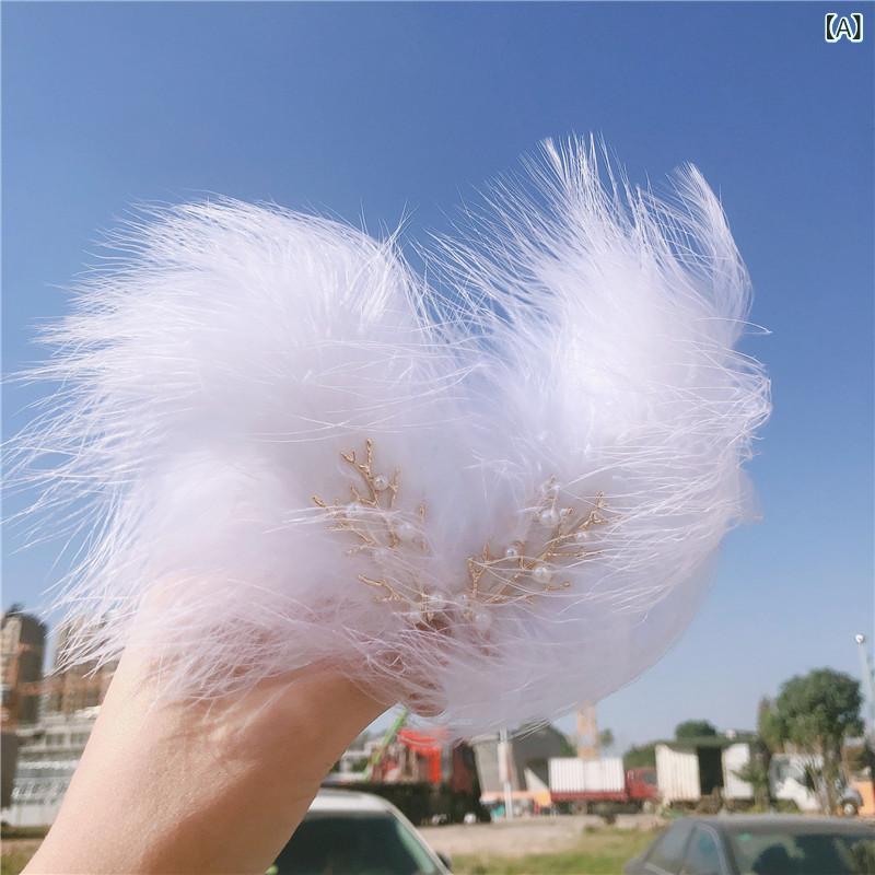 髪飾り 女の子 フェザー ヘアクリップ 森ガール風 妖精 ふわふわ サイドクリップ ロマンティック エレガント バレッタ 韓国風 レトロ(x2)