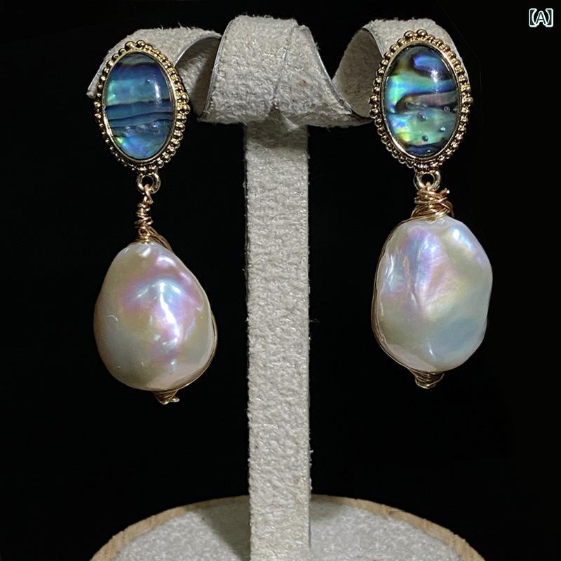 ピアス レディース 天然 バロックパール アワビ貝 ナチュラルシェイプ シルバー925 ファッション 上品 ..