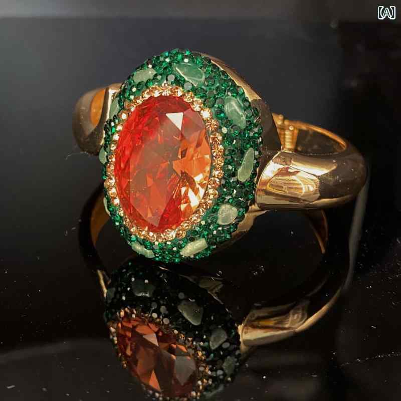 ブレスレット レディース スルタンストーン 光感変色 合金 オープンバングル 女性...