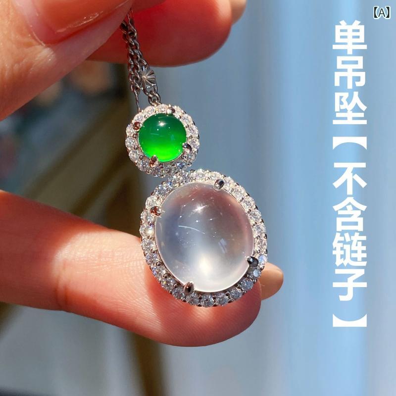 Amethyst - ネックレス ピアス セット レディース 女性用 天然クリア グレー瑪瑙 グリーンカルセドニー 楕円形 フルジルコニア 上品 エレガント 高級感 レトロ アンティーク調 普段使い お出かけ フォーマル